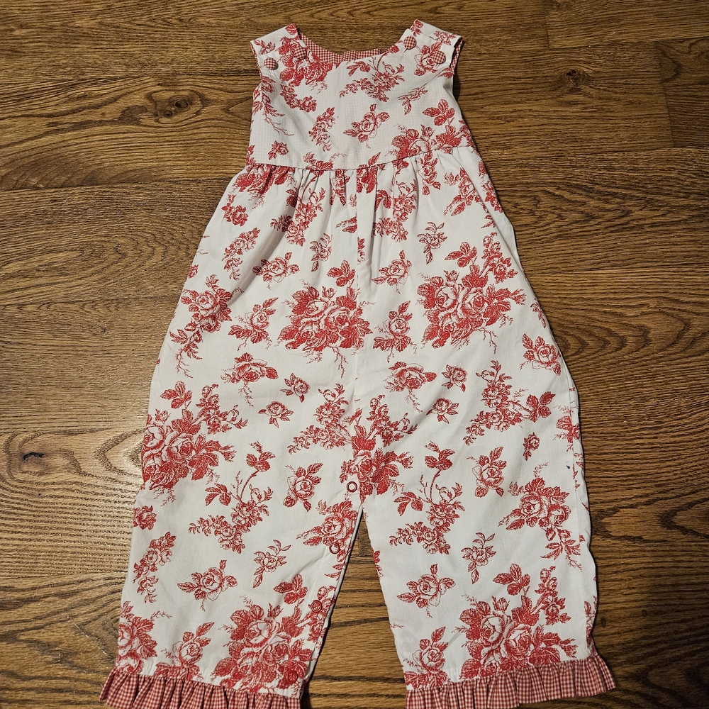 Charming Red Floral Kids Romper